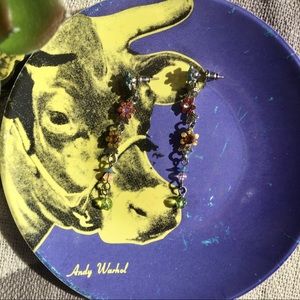 Flower hippie long rainbow colors earrings garden